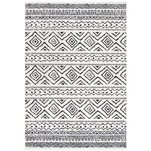 Safavieh Tulum Logan 3-ft x 5-ft Ivory/Black Rectangular Indoor Abstract Bohemian/Eclectic Throw Rug