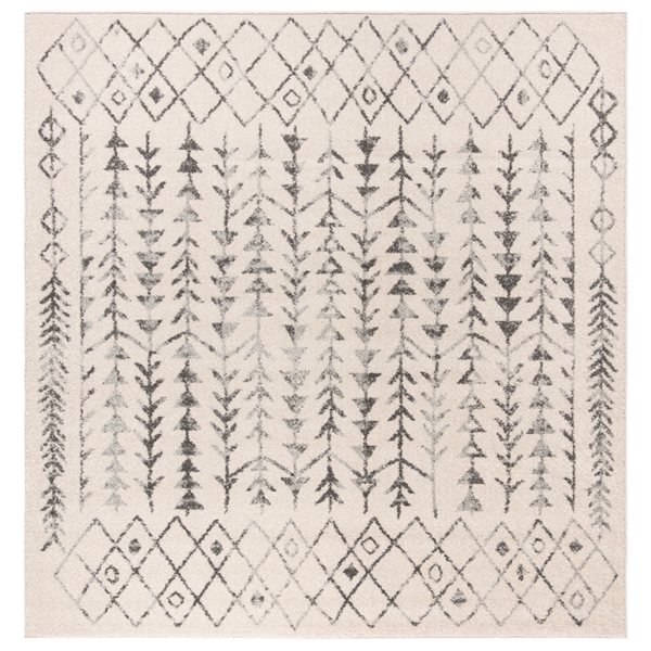 Safavieh Tulum Elida 3-ft x 3-ft Ivory/Grey Square Indoor Abstract Bohemian/Eclectic Throw Rug