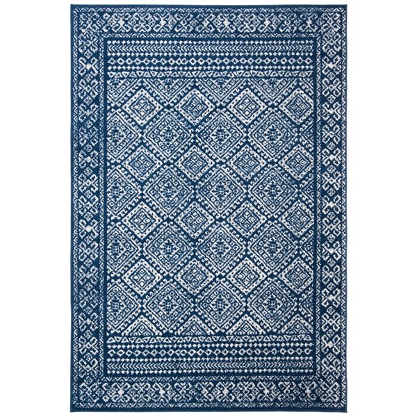 Safavieh Tulum Virden 4-ft x 6-ft Navy/Ivory Rectangular Indoor Distressed/Overdyed Bohemian/Eclectic Area Rug