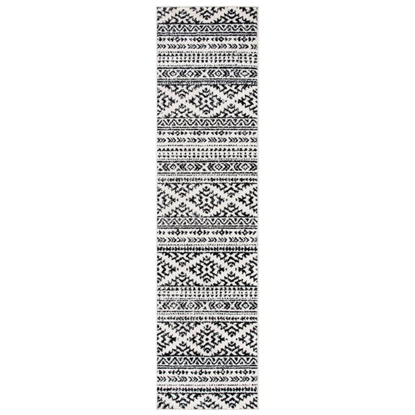 Tapis de passage d'intérieur rectangulaire et abstrait Tulum Cibola par Safavieh de 2 pi x 8 pi de style bohème, ivoire et …