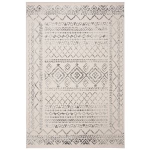 Tapis d'intérieur rectangulaire et délavé Tulum Grady par Safavieh de 4 pi x 6 pi de style bohème, ivoire et gris