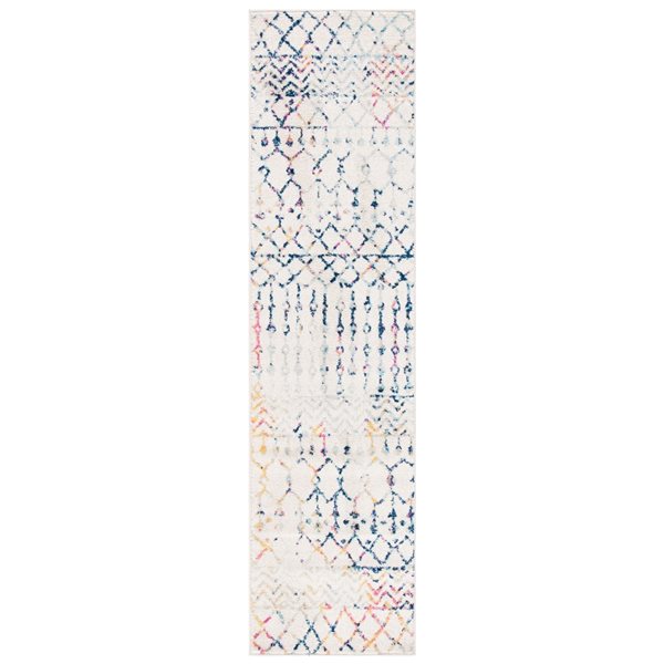 Safavieh Tulum Colfax 2-ft x 8-ft Ivory/Blue Rectangular Indoor Distressed/Overdyed Bohemian/Eclectic Runner