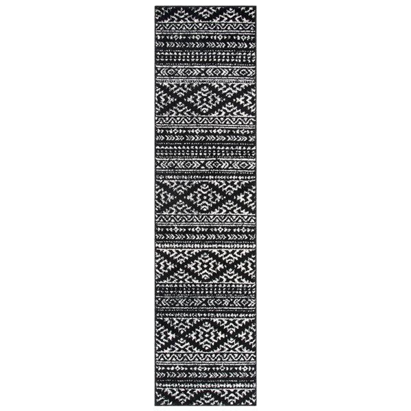 Safavieh Tulum Cibola 2-ft x 5-ft Black/Ivory Rectangular Indoor Abstract Bohemian/Eclectic Runner