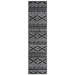 Safavieh Tulum Cibola 2-ft x 5-ft Black/Ivory Rectangular Indoor Abstract Bohemian/Eclectic Runner