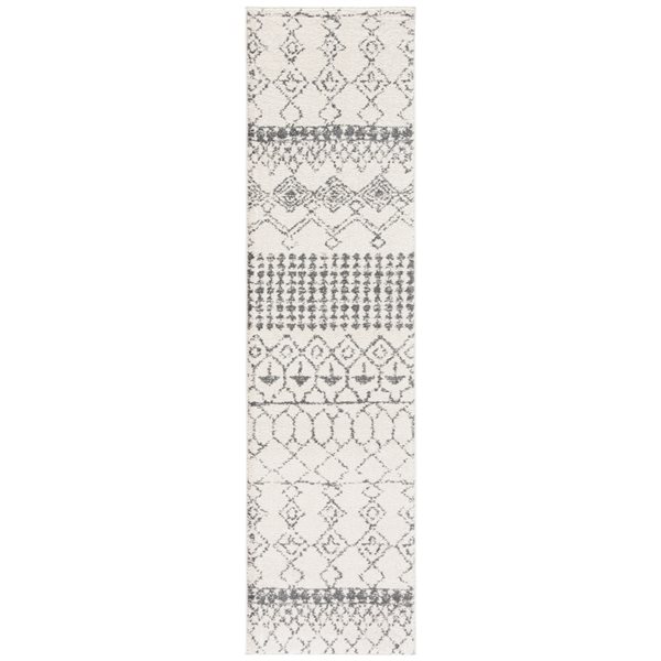 Safavieh Tulum Artesia 2-ft x 13-ft Ivory/Grey Rectangular Indoor Abstract Bohemian/Eclectic Runner