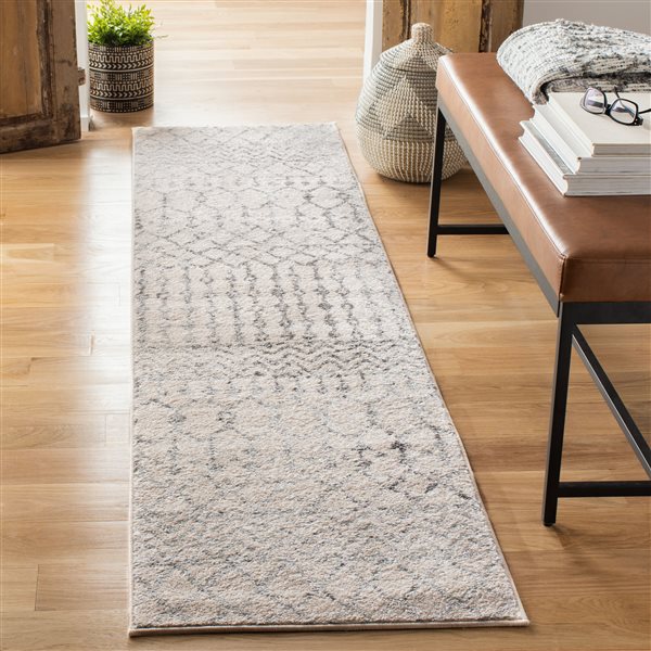 Safavieh Tulum Colfax 2-ft x 5-ft Ivory/Grey Rectangular Indoor Distressed/Overdyed Bohemian/Eclectic Runner