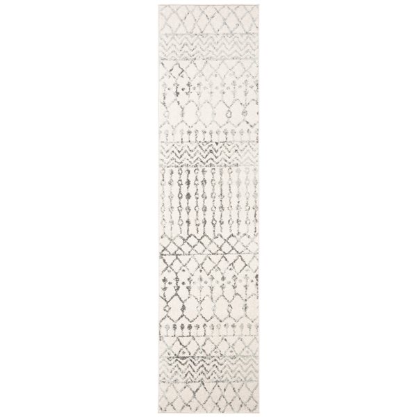 Safavieh Tulum Colfax 2-ft x 5-ft Ivory/Grey Rectangular Indoor Distressed/Overdyed Bohemian/Eclectic Runner