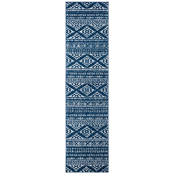 Safavieh Tulum Cibola 2-ft x 11-ft Navy/Ivory Rectangular Indoor Abstract Bohemian/Eclectic Runner