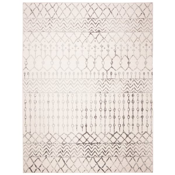 Tapis d'intérieur rectangulaire et délavé Tulum Colfax par Safavieh de 9 pi x 12 pi de style bohème, ivoire et gris