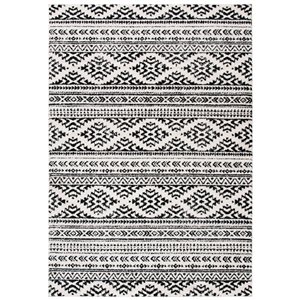 Safavieh Tulum Cibola 4-ft x 6-ft Ivory/Black Rectangular Indoor Abstract Bohemian/Eclectic Area Rug