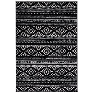 Safavieh Tulum Cibola 4-ft x 6-ft Black/Ivory Rectangular Indoor Abstract Bohemian/Eclectic Area Rug