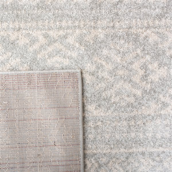 Tapis d'intérieur rectangulaire et abstrait Tulum Cibola par Safavieh de 4 pi x 6 pi de style bohème, gris clair et ivoire