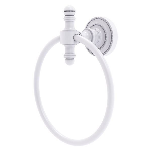Allied Brass Retro Dot Matte White Wall Mount Towel Ring