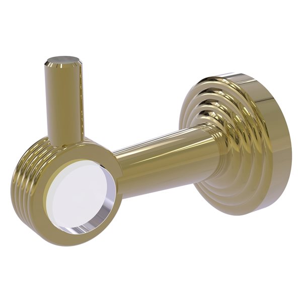 Allied Brass Pacific Beach 1-hook Unlacquered Brass Towel Hook with Grooved Accents