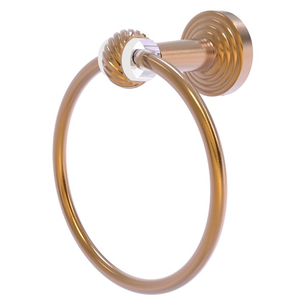 Allied Brass Pacific Beach Brushed Bronze Wall Mount Towel Ring with Twisted Accents