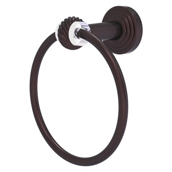 Allied Brass Pacific Beach Antique Bronze Wall Mount Towel Ring with Twisted Accents