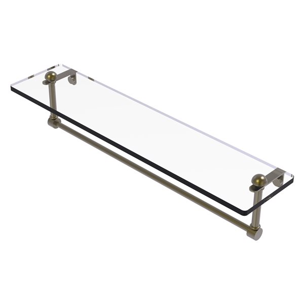 Allied Brass Antique Brass Wall mount 22-in Glass Vanity Shelf with Integrated Towel Bar