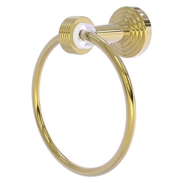 Allied Brass Pacific Beach Unlacquered Brass Wall Mount Towel Ring with Grooved Accents