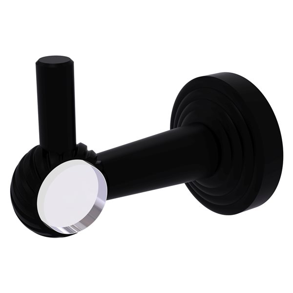 Allied Brass Pacific Beach 1-hook Matte Black Towel Hook with Twisted Accents