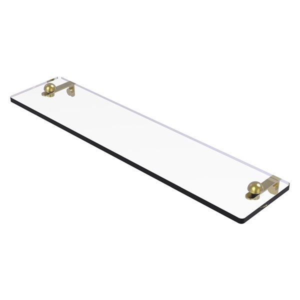Allied Brass Satin Brass Wall mount 22-in Glass Vanity Shelf with Beveled Edges