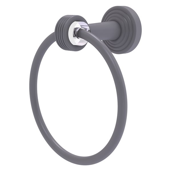 Allied Brass Pacific Beach Matte Grey Wall Mount Towel Ring with Grooved Accents