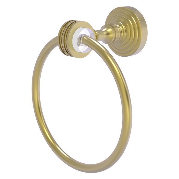 Allied Brass Pacific Grove Satin Brass Wall Mount Towel Ring with Dotted Accents
