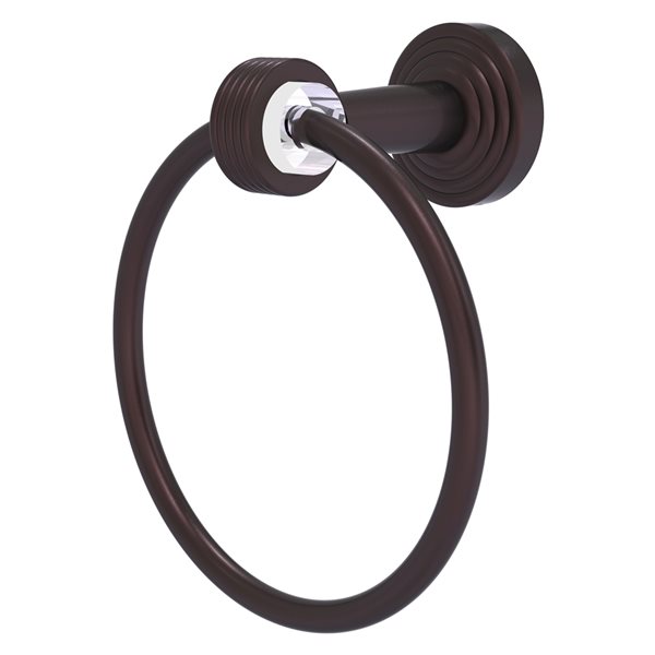 Allied Brass Pacific Beach Antique Bronze Wall Mount Towel Ring with Grooved Accents