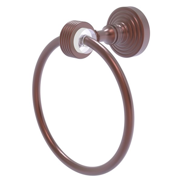 Allied Brass Pacific Grove Antique Copper Wall Mount Towel Ring with Grooved Accents