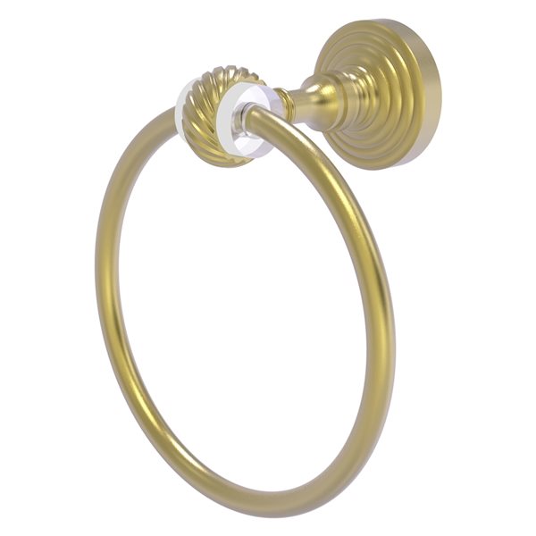 Allied Brass Pacific Grove Satin Brass Wall Mount Towel Ring with Twisted Accents