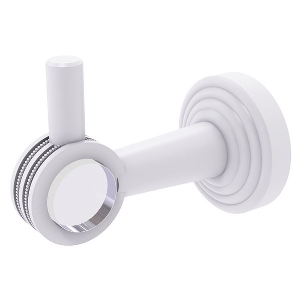 Allied Brass Pacific Beach 1-hook Matte White Towel Hook with Dotted Accents