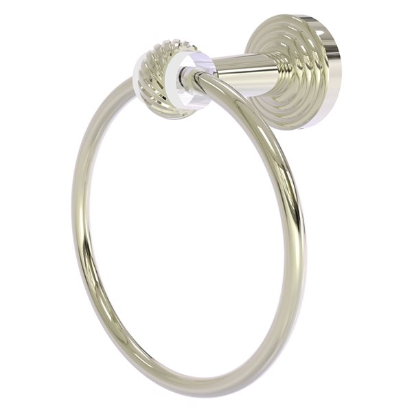 Allied Brass Pacific Beach Polished Nickel Wall Mount Towel Ring with Twisted Accents