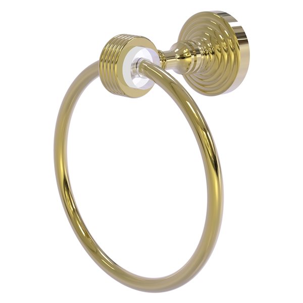 Allied Brass Pacific Grove Unlacquered Brass Wall Mount Towel Ring with Grooved Accents