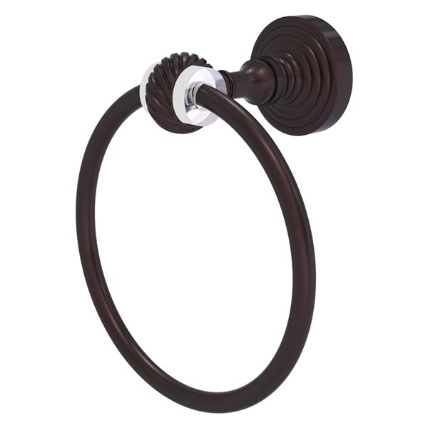 Allied Brass Pacific Grove Antique Bronze Wall Mount Towel Ring with Twisted Accents