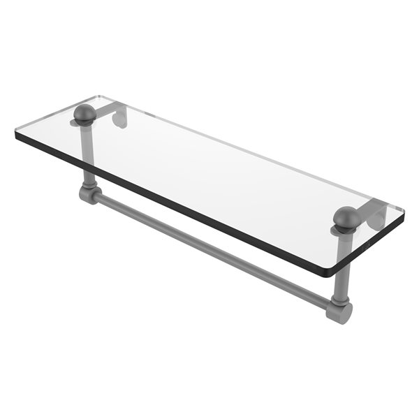 Allied Brass Matte Grey Wall mount 16in Glass Vanity Shelf with
