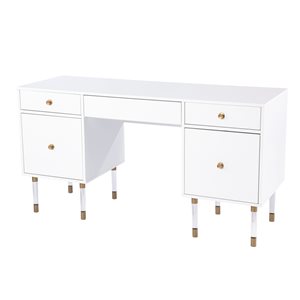 Holly & Martin Helston 55-in White Composite Modern 5-Drawer Desk