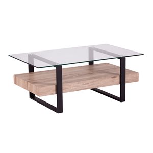 Table basse rectangulaire contemporaine Jawan par Southern Enterprises en verre noir