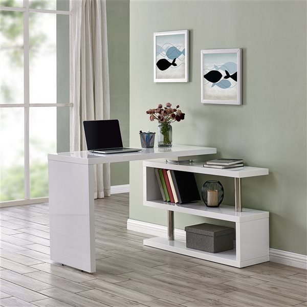 Southern Enterprises Theo 45-in White Composite Modern Desk
