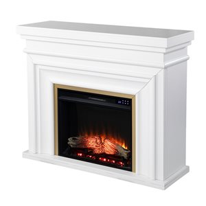 Southern Enterprises Slenton 45 3/4-in White and Gold Electric Fireplace with Remote Control