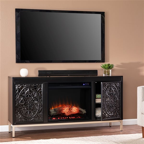 Southern Enterprises Skeste 58-in Black Electric Fireplace with Media  Storage ATG6564511FR | RONA