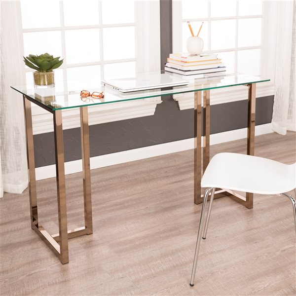 Holly & Martin Haxor 48-in Clear Glass Modern Desk