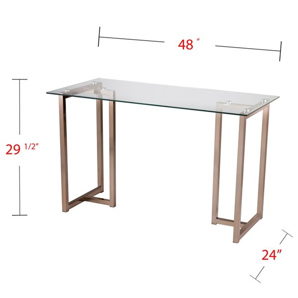 Holly & Martin Haxor 48-in Clear Glass Modern Desk