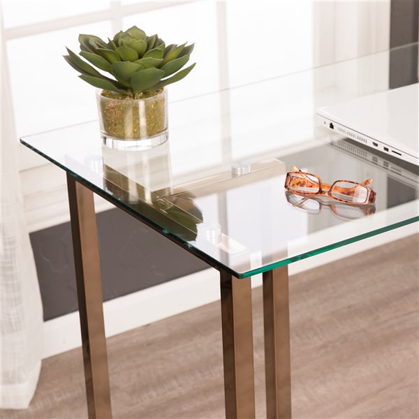 Holly & Martin Haxor 48-in Clear Glass Modern Desk