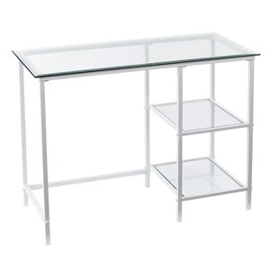 Southern Enterprises Lavaro 42-in Clear Glass Modern Desk with 2 Shelves