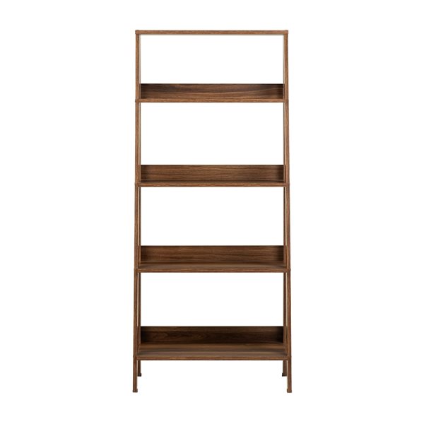 Walker Edison Walnut Metal 4 Shelf, Walker Edison 4 Shelf Ladder Bookcase Black
