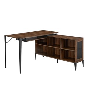 Walker Edison 52-in Brown Transitional Computer Desk with Storage