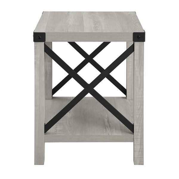 Walker Edison Metal X Stone Grey Metal Rectangular End Table