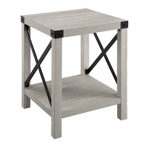 Walker Edison Metal X Stone Grey Metal Rectangular End Table