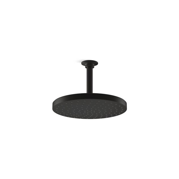 Pommeau De Douche à Effet Pluie Noir 20,3 Cm - Acier Inoxydable 304, Buses En Silicone Anti-Calcaire