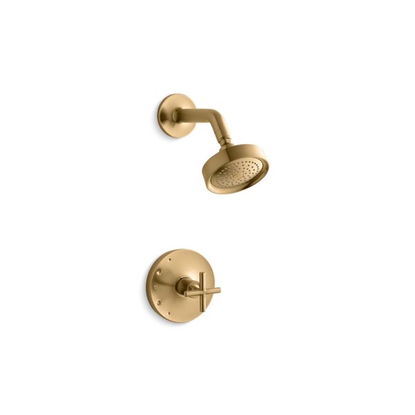 KOHLER Purist Brushed Gold 1-Handle Shower Faucet with Shower Head TS14422-3-BGD | RONA