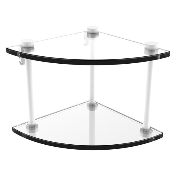 Allied Brass Two Tier Corner Glass Shelf Matte White NS3WHM RONA